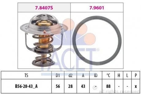 Термостат системи охолодження FACET 7.8408