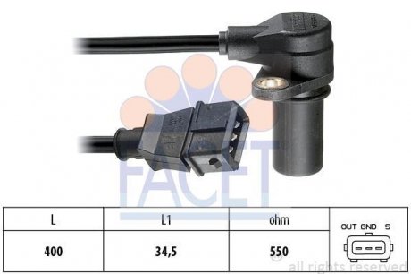 Датчик колінчастого вала, Датчик колінчастого вала, маховик FACET 9.0222 (фото 1)