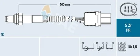 Лямбда-зонд (кількість дротів 6, 500мм) MERCEDES C (A205), C (C204), C (C205), C (W204), C (W205), C T-MODEL (S204), C T-MODEL (S205), CLS (C218), CLS SHOOTING BRAKE (X218) 1.3D-6.0 09.01- FAE 75060