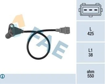 Датчик положення колінчастого вала CHEVROLET AVEO / KALOS, CRUZE, LACETTI, NUBIRA, REZZO, DAEWOO KALOS, LACETTI, NUBIRA, TACUMA / REZZO 1.4/1.6/1.8 05.97- FAE 79364