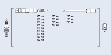 Проводи запалювання MB C-class (W202)/E-class (W210/211) 4.3-5.5 97-08 (к-кт) FAE 85054 (фото 1)