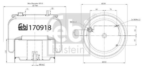 Пневмоподушка DAF CF, CF 75, XF 105, XF 106, XF II, XG, XG+ 01.01- FEBI BILSTEIN 170918