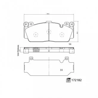 Комплект гальмівних колодок передн, BMW 2 (F22, F87), 5 (F10), 6 (F12), 6 (F13), 6 GRAN COUPE (F06) 3.0/4.4 09.11-06.21 FEBI BILSTEIN 172182