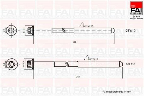 Комплект болтов головки цилидра Fischer Automotive One (FA1) B2124