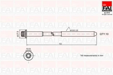 Набір болтів ГБЦ Opel X14XE/X16XEL/X18XE Z Fischer Automotive One (FA1) B701