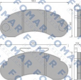 Гальмівні колодки, дискове гальмо (набір) FOMAR FO 458581 (фото 1)