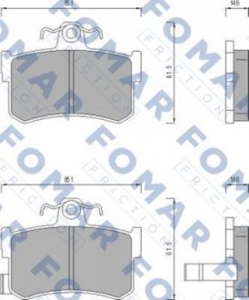 Гальмівні колодки, дискове гальмо (набір) FOMAR FO491381