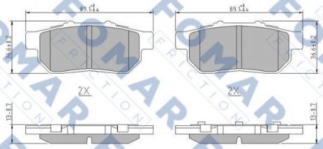 Тормозные колодки, дисковый тормоз (набор) FOMAR FO902681 (фото 1)