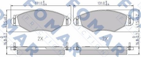 Гальмівні колодки, дискове гальмо (набір) FOMAR FO906881