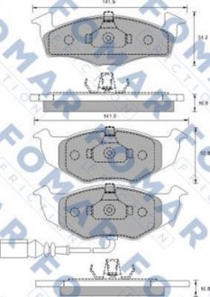 Тормозные колодки, дисковый тормоз (набор) FOMAR FO907381 (фото 1)