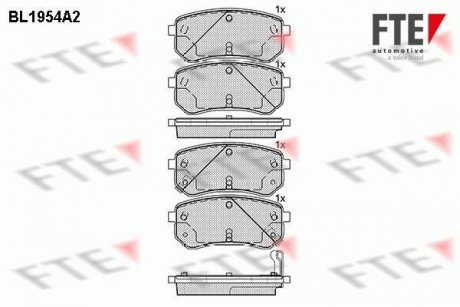 Тормозные колодки, дисковый тормоз (набор) FTE BL1954A2