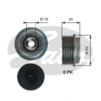 Шків генератора TOYOTA YARIS 1.0/1.4D 08.05-12.12 Gates OAP7203