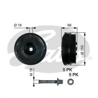 Шкив коленвала BMW 5 (E39) 520d 00-03 Gates TVD1037A