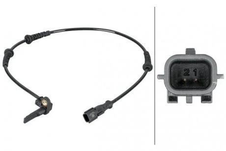 Датчик ABS передн лів/прав DACIA DUSTER RENAULT ARKANA I, DUSTER, FLUENCE, GRAND SCENIC III, MEGANE, MEGANE III, SCENIC III 1.0-Electric 11.08- HELLA 6PU012806941