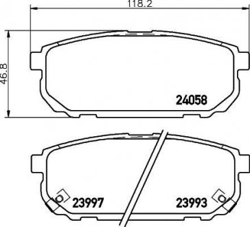 Колодки гальмівні задні Kia Sorento 02- (sumitomo) HELLA 8DB355010-871 (фото 1)