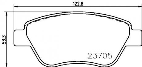 Гальмівні колодки, дискове гальмо (набір) HELLA 8DB355011871