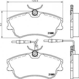 Гальмівні колодки, дискове гальмо (набір) HELLA 8DB355019261