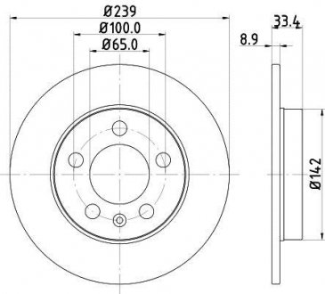 Тормозной диск задний. Octavia/Golf 98-13 (PRO) HELLA 8DD355107-461 (фото 1)