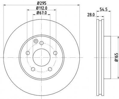 Тормозной диск W211 02-09 (PRO) PAGID HELLA 8DD355108-801 (фото 1)