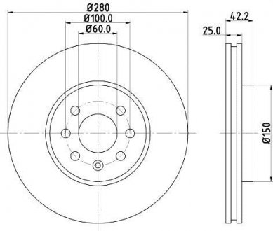 Тормозной диск перед. Combo/Meriva 01- (PRO) HELLA 8DD355110-251 (фото 1)