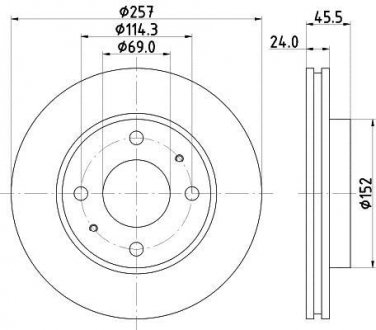 Тормозной диск перед. Coupe/Elantra/Lantra/Matrix/Sonata 95-10 1.5-2.5 HELLA 8DD355110-931