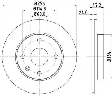 Тормозной диск перед. Lacetti 05- (256x24) HELLA 8DD355111-351 (фото 1)