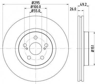 Гальмівний диск перед. Avensis T25 04- HELLA 8DD355111-651