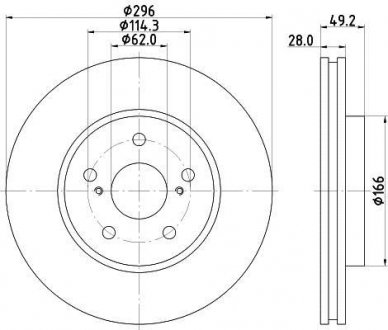 Тормозной диск перед. Camry/Previa/Lexus ES 00-06 2.0-3.0 HELLA 8DD355111-681 (фото 1)