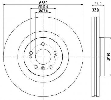 Гальмівний диск перед W164/W251 05- (PRO) HELLA 8DD 355 113-191 (фото 1)