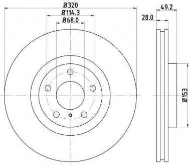 Тормозной диск перед. Nissan Murano/Infiniti G35 02- 2.5-3.0 PAGID HELLA 8DD355114-101 (фото 1)