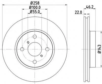 Тормозной диск перед. Yaris 05- 1.0-1.4 HELLA 8DD355114-311