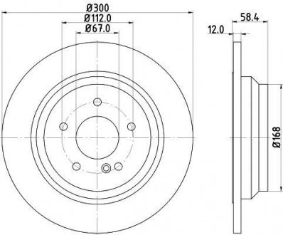 Тормозной диск зад. W221/C216/R230 04-13 2.0-6.0 (PRO) PAGID HELLA 8DD355115-411 (фото 1)