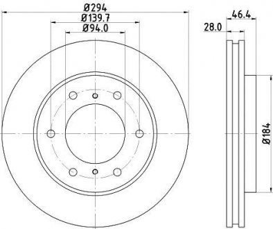 Тормозной диск перед. L200/Pajero Sport 05- 2.4-3.5 (PRO) PAGID HELLA 8DD355115-731