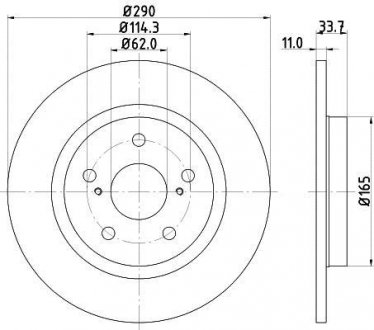 Тормозной диск зад. Avensis 08- 1.6-2.2 PAGID HELLA 8DD355116-121 (фото 1)