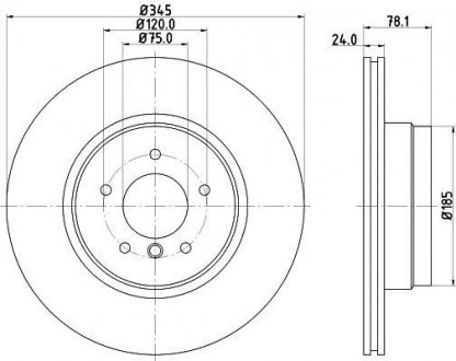 Тормозной диск зад. X5 E70/F15/F85/ X6 E71/E72/F16/F86 07- 3.0-4.8 (PRO) PAGID HELLA 8DD355117-761 (фото 1)