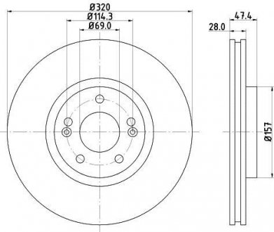 Тормозной диск перед. i40/ix35/Optima 10-1.6-2.4 (PRO) HELLA 8DD355117-971