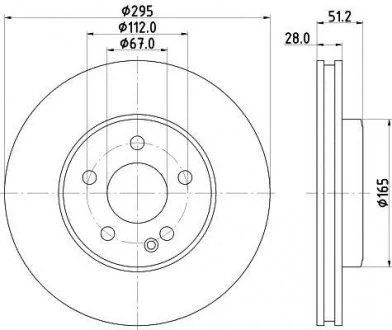 Диск тормозной MERCEDES A(W176) 12-/B(W246) 11- передний D=295мм HELLA 8DD 355 119-591