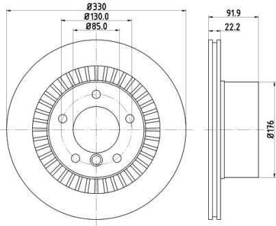 Диск гальмівний (задній) MB G-class (W463) AMG 04- (330x22.2) PRO HELLA 8DD355126331