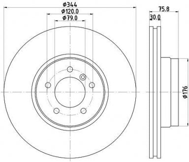 Тормозной диск пер. RANGE ROVER III 02-05 (PRO) HELLA 8DD355128-381 (фото 1)