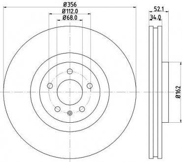 Гальмівний диск перед. A6/A7/A8 10- 1.8-4.0 (PRO) HC HELLA 8DD355129-371 (фото 1)