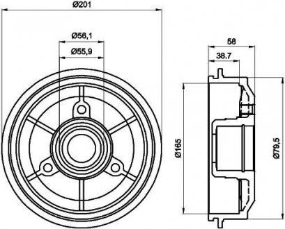 Тормозной барабан HELLA 8DT 355 300-051 (фото 1)