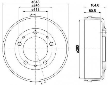 Тормозной барабан HELLA 8DT 355 300-451 (фото 1)