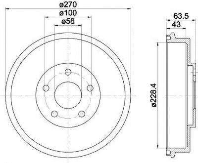 Тормозной барабан HELLA 8DT355300911 (фото 1)