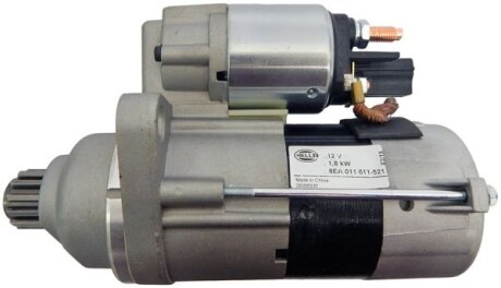Стартер (12В, 1,8кВт, новий) AUDI A3, SEAT ALTEA, ALTEA XL, LEON, SKODA FABIA II, OCTAVIA II, ROOMSTER, ROOMSTER PRAKTIK, VW CADDY III, CADDY III/MINIVAN, GOLF PLUS 1.6D/1.9D 08.03-07.15 HELLA 8EA011611521
