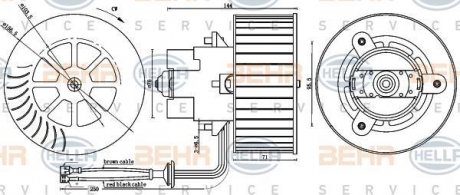 Мотор отопителя салона Omega B 2.0-3.2 94-03 BEHR SERVICE HELLA 8EW009100-261 (фото 1)
