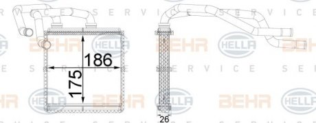 Радіатор пічки NISSAN QASHQAI 1,6/2,0 06-13 HELLA 8FH351511644 (фото 1)