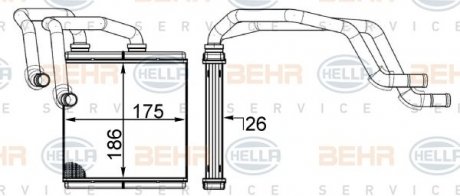 Радіатор пічки NISSAN QASHQAI +2 1,6/2,0 06-13 HELLA 8FH351511654 (фото 1)