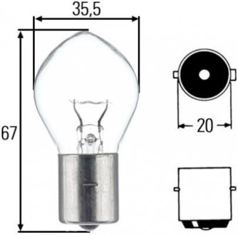 Автолампа BA20s f2 12V 35W HELLA 8GA 002 083-131