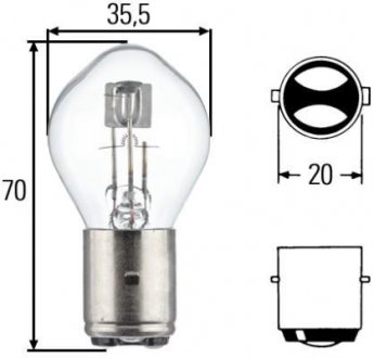 Автолампа BA20d S2 12V45/40W HELLA 8GD002084-151