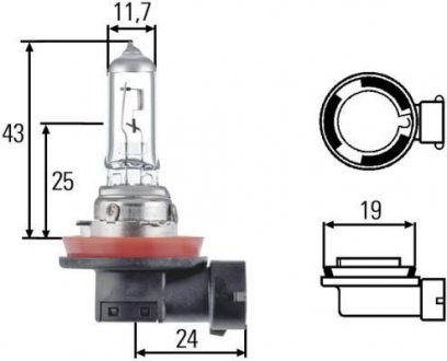 Лампа розжарювання HEAVY DUTY H11 24V 70W PGJ19-2 HELLA 8GH 008 358-241